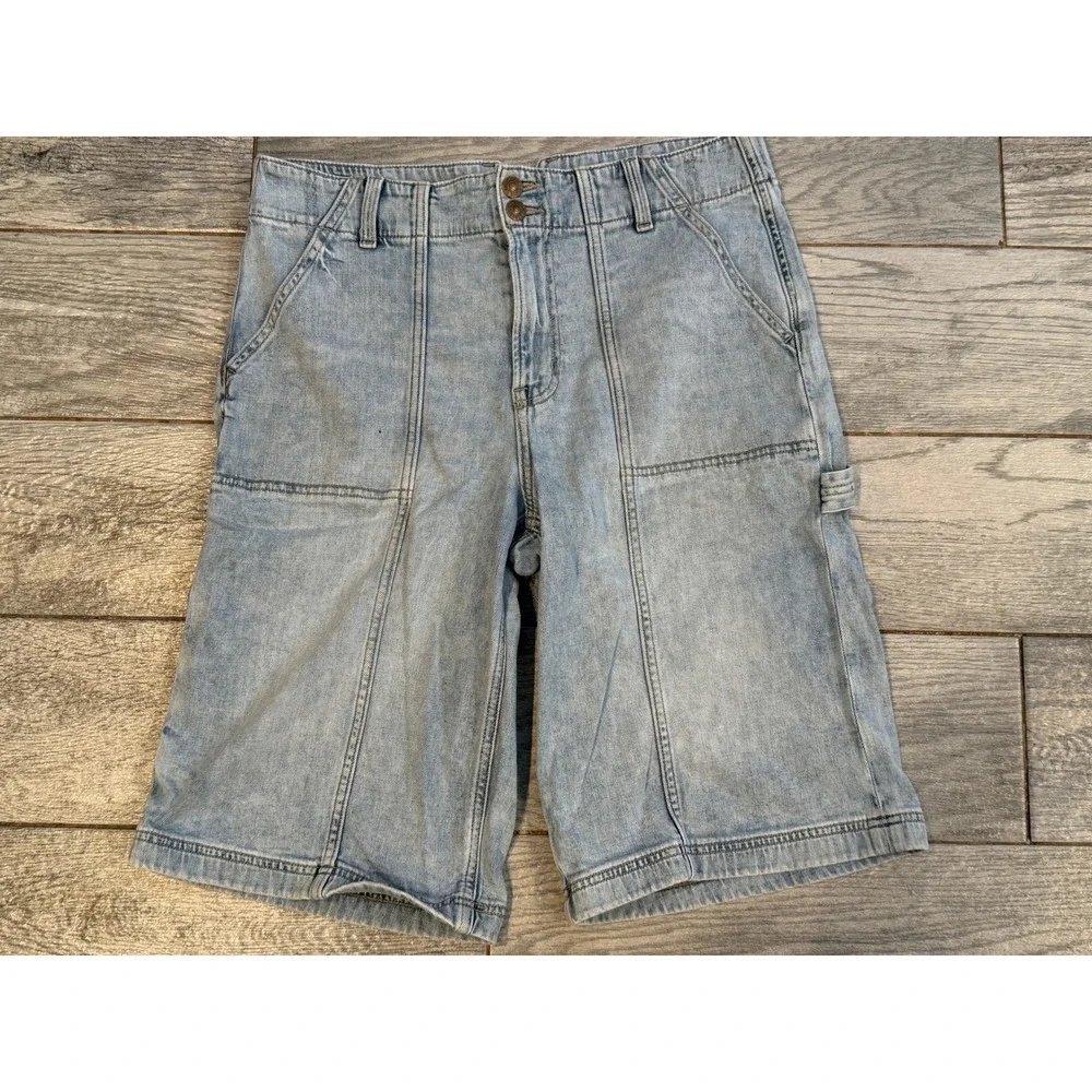 American Eagle Womens Size 8 Stretch Baggy Bermuda Jorts Denim Jean Shorts